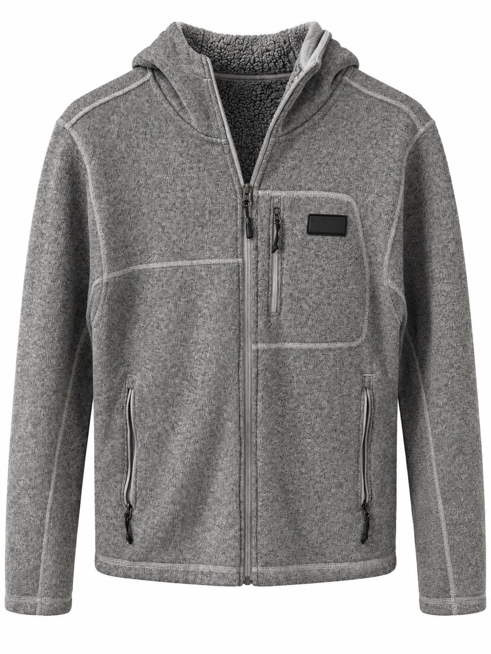 The North Face Gray Sherpa Lined Hooded Fleece Jacket Men’s Medium